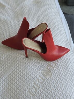 ALDO Red Pointed-Toe Stiletto Mule Heels